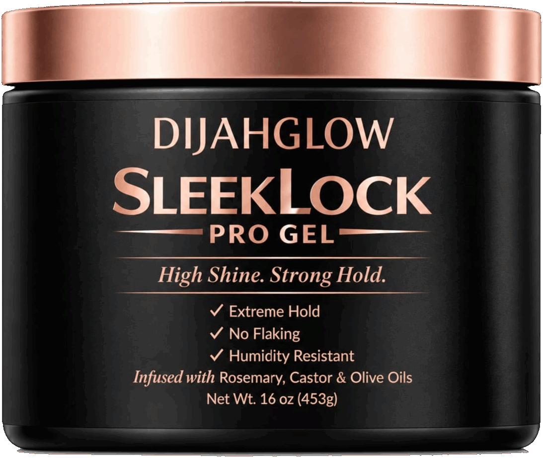 SleekLock Pro Gel jar by Dijah Glow, black with a rose gold lid